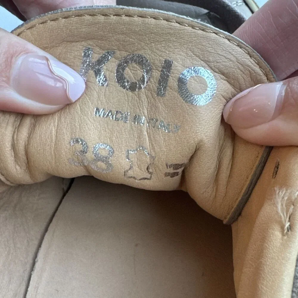 KOIO Capri Men's Low Top Sneakers Size 38 Italy Leather Shoes Taupe Tan Perfect